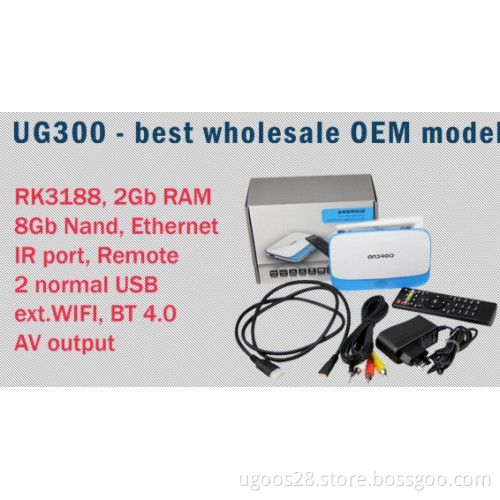 Ug300 1.6GHz 2g+8g Quad Core Rk3188 Android4.2 Smart TV Box